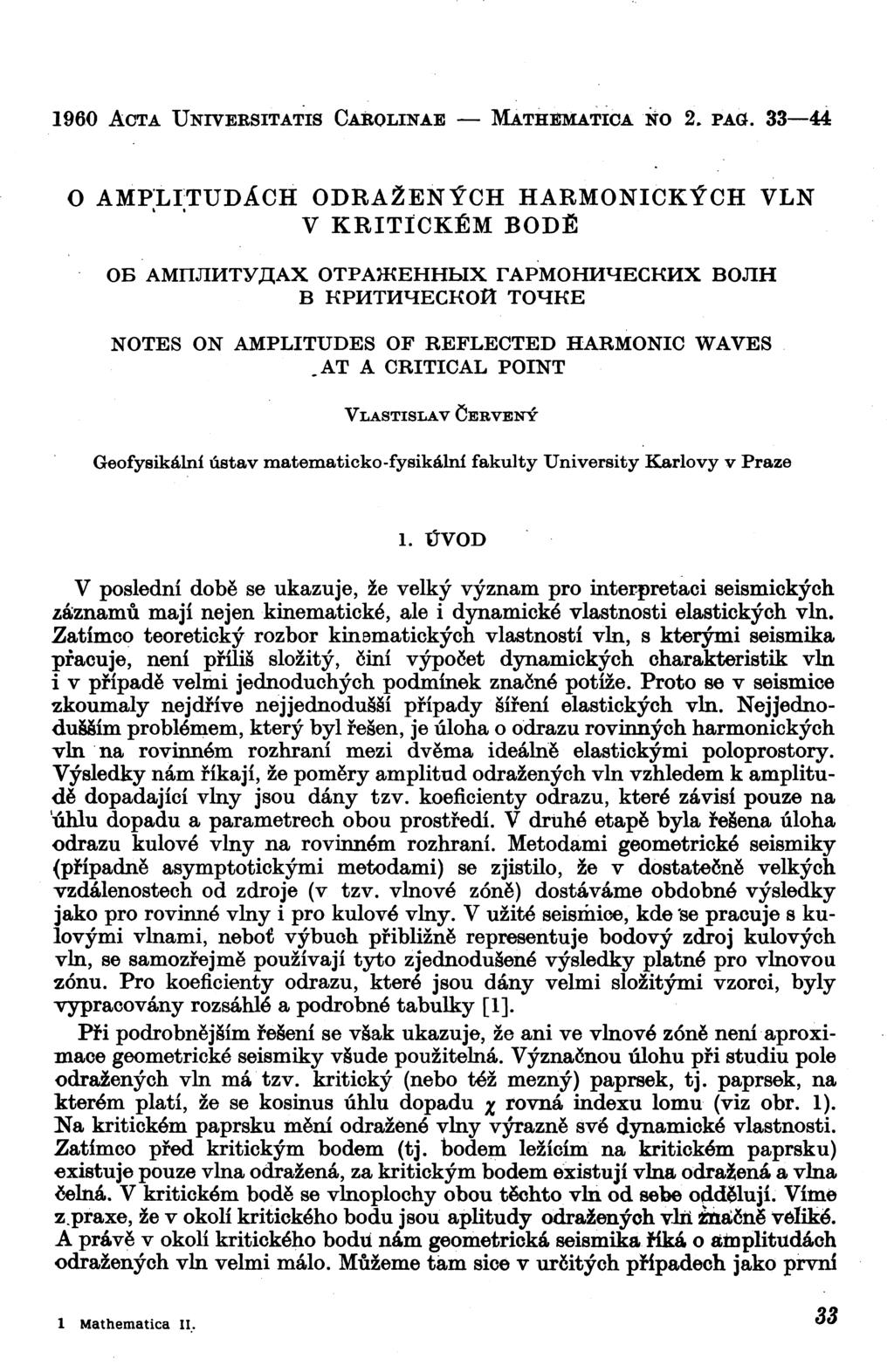 1960 ACTA UNГVERSITATIS CAŔOLШAE MATHĚMATICA NO 2. PAÖ.