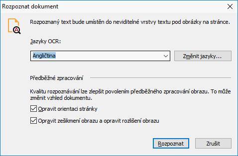 Opravte orientaci stránky, zešikmení, deformovaný text a další vady Pokud chcete provádět kosmetické úpravy vzhledu naskenovaného dokumentu, klikněte na tlačítko Opravit zešikmení a orientaci stránky