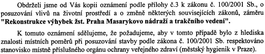 - zahájení Obdrželi jsme od Vás kopii oznámení podle pøílohy è.3 k zákonu è. 100/2001 Sb.