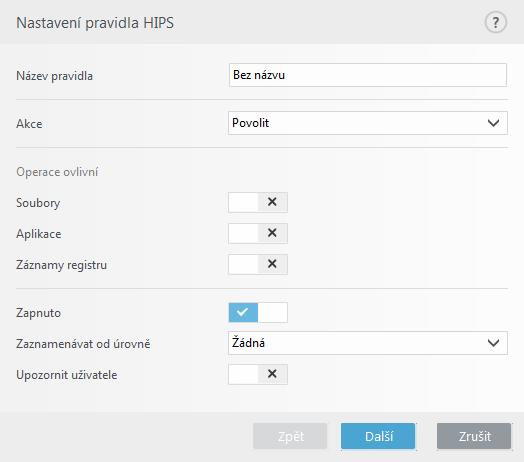 Přidat cestu k aplikaci/registru pro HIPS Kliknutím na tlačítko Vybrat soubor vyberte cestu k aplikaci. Pokud vyberete složku, všechny aplikace v této složce budou zahrnuty do daného pravidla.