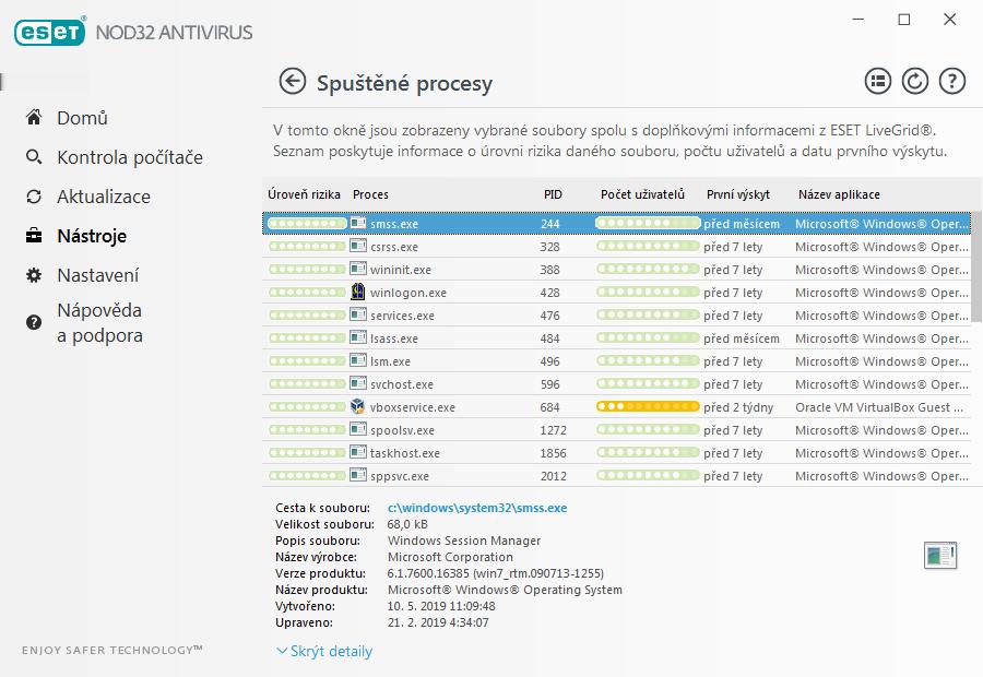 Úroveň rizika ve většině případů přiřazuje ESET NOD32 Antivirus objektům (souborům, procesům, klíčům registru apod.