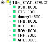 2.7 Typ TUni_STAT Knihovna : ComLib Datový typ TUni_STAT je struktura popisující aktuální stav komunikačního kanálu, kterou vrací funkce GetChanStat().