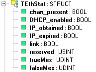 2.1 Typ TEthStat Knihovna : ComLib Datový typ TEthStat je struktura obsahující informace o rozhraní ethernet.