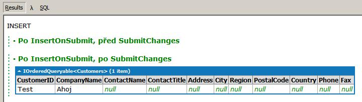 a namísto toho, aby poslal dotaz na SQL Server, vrátí větu tak, jak jsme ji my změnili, a nikoli tvar, který je na SQL Serveru.