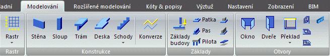 Advance Concrete objekty Příklad Konstrukční prvky: stěny, sloupy, trámy, desky, základové.