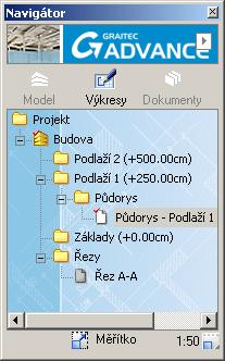 Poklikejte na Řez A-A pro vypočtení řezu. Příklad 2: Vytvoření půdorysu Pro každé podlaží může být vytvořen odpovídající půdorys.