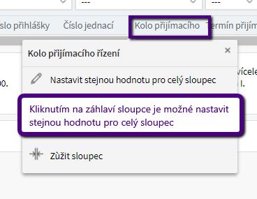 2) V detailu přihlášky uchazeče V gridu Přihlášky vybereme konkrétní přihlášku a kliknutím na kolečko se šipkou před jménem uchazeče si otevřeme detail přihlášky 7.