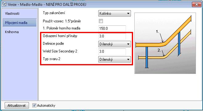 Přípoje 4: Vylepšení makra pro zábradlí Advance Steel 2014