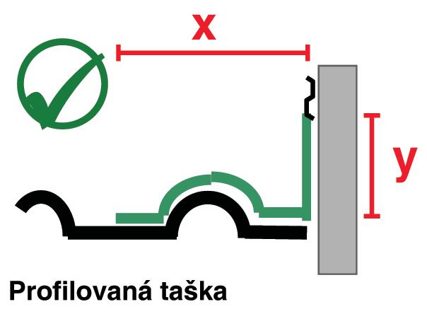 8 cm. U střech se sklonem pod 22 je Y = min. 10 cm. Vzdálenost X = min. 11 cm.