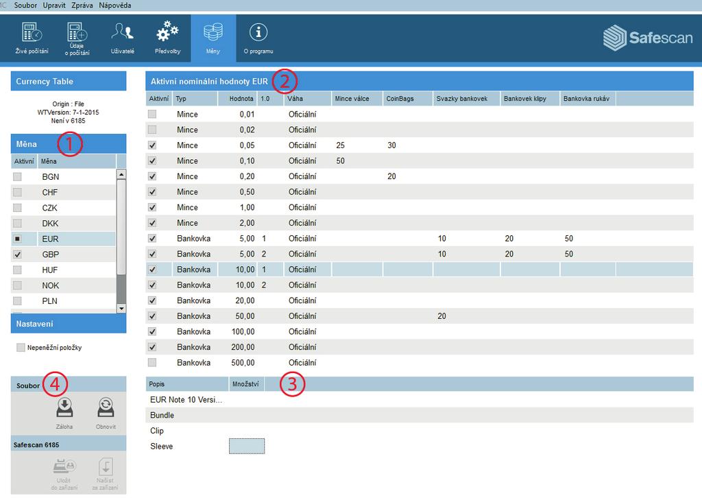 V horním menu zvolte postup Report -> Live Count (Počítání naživo), nebo klikněte na ikonu Live Count v liště s nabídkou klávesových zkratek (alt + R + L).