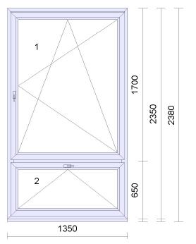 1350*650mm, P 45ks Pozice: 1a Množství: 13 ks Poutec: 1350mm 2350mm, sklopné sloupek/příčka 2*