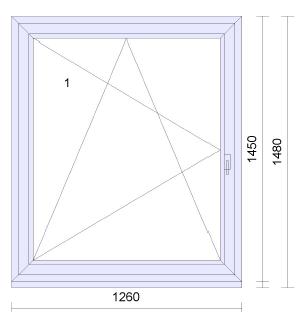 Pozice: 13 Množství: 18 ks 1260mm 1450mm 1 otevíravé sklopné