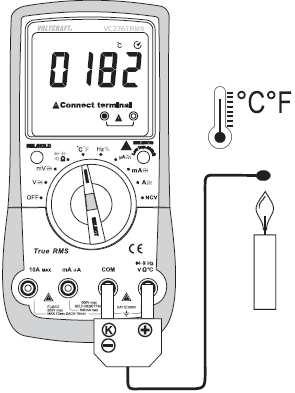 Pokud se zobrazí OL, dioda se měří v závěrném směru (UR) nebo je dioda vadná (přerušená). Pro kontrolu proveďte měření s opačnou polaritou.