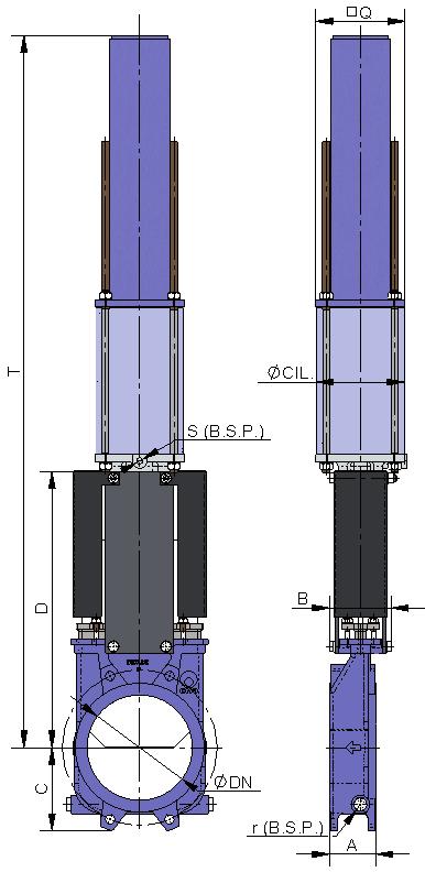 Typ F s 1-činným pneumatickým pohonem Obr. 8 fig.