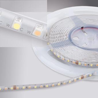 5 2400- NASTAVI- TELNÉ Extremely flexible 2-color shielded LED strip Available in 24Vdc version By the separately orderable controller/dimmer, it is possible to