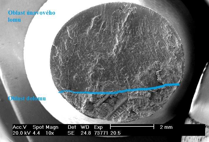 Únavová trhlina iniciovala z místa na