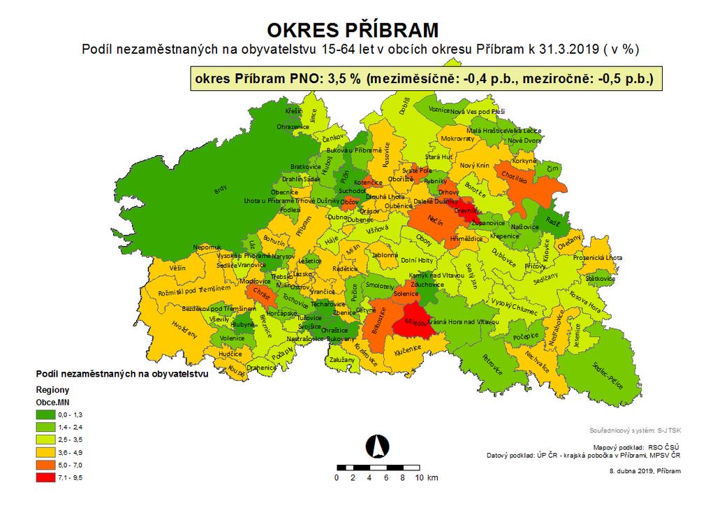 Informace o nezaměstnanosti v okrese Příbram k 31