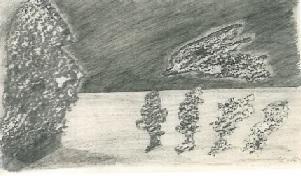 Příloha E Ludvík Kundera: Bezpodmínečný horizont, frotáž, kresba, 15 x 21 cm, 1942 83
