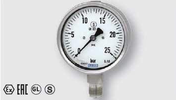 Kapalinové plnění zajišťuje přesnost měření i při prudkých změnách tlaku nebo vibracích. 113.11 232.50, 233.50 232.30, 233.