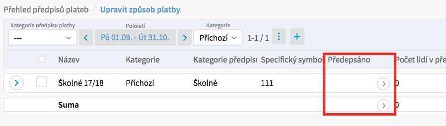 platby posílat. 2. Přidáme osoby do předpisu platby skrz šipku u Předepsáno. 3. Přes tlačítko + vybereme osoby. a.