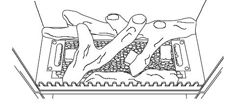 4. Krok Obě vyobrazené zadní imitace dřeva (1, 2) postupně uložte do hořákové komory.