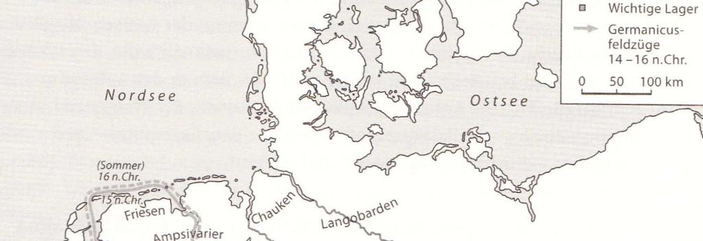 Obr. 11 Římské vojenské akce v letech 14 16 n.