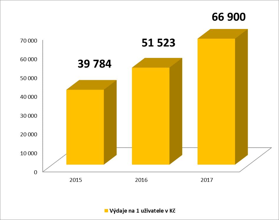 Příjmy a výdaje 2015-2017 Celkové výdaje se v roce 2017 oproti roku 2016 zvýšily o 306 726,- Kč. V roce 2015 byla služba poskytována 37 uživatelům. V roce 2017 byla služba poskytována 30 uživatelům.