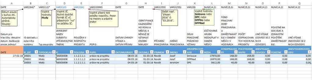 Před exportem excelu do XML souboru se ujistěte, že v excelu nejsou žádné chyby v označení a nepřebývají prázdné řádky.