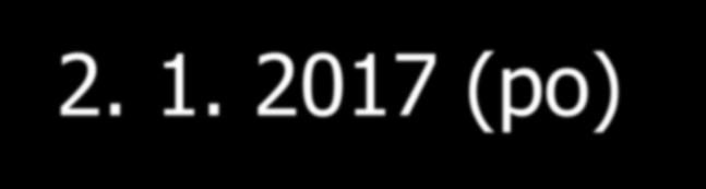 Volné dny v zimním semestru: 18. 11. 2016 (pátek) děkanské volno 30. 11. 2016 (středa) děkanský den Přesuny výuky: 1.