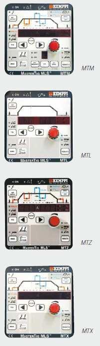 výstupní proud Mastertig MLS možnosti MLT/MTX/MTM/MTZ možnosti řídících panelů obsahují základní a speciální funkce pro kvalitní DC TIG a MMA svařování.