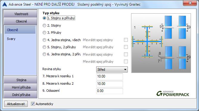 Přípoje Složený podélný spoj Tento spoje funguje se svařovanými nosníky, profily I + 2T nebo profily I + T a byl