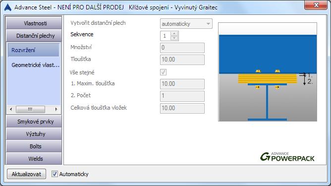 Výztuhy plechu / roštu Výztuhy jsou uspořádány rovnoběžně s vybranou hranou. Také je umožňuje vložit další výztuhy kolmé k hlavnímu směru.