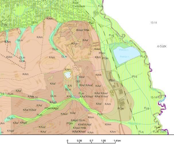 Obr III: Půdní mapa studované oblasti (Mapy.