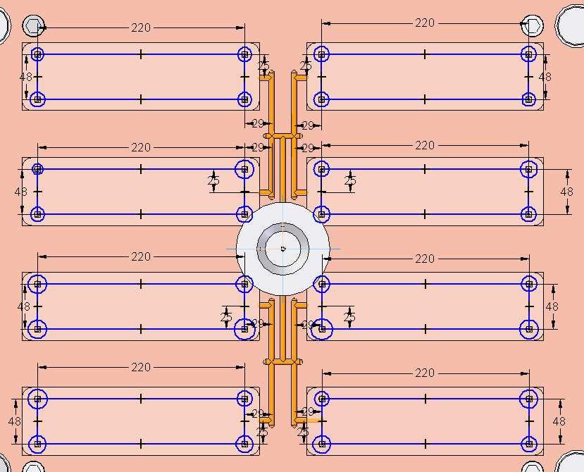 UTB ve Zlíně, Fakulta technologická 45 Obr. 66 Forma po vložení středícího kroužku, vstřikovací trysky a vtokové vložky 4.