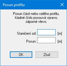 Kapitola 21 Pomůcky Posun profilu vodorovně: Příkaz menu Pomůcky / Posun profilu vodorovně otevírá okno pro zadání parametrů vodorovného posunu profilu.