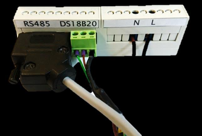 4. Elektrické zapojení Modul DIN - RS485 Komunikační kabel (propojení DIN modulu s dávkovací stanicí) -