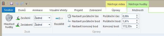 Lze je použít na vybraný klip nebo celý film. Nastavení efektu se projeví zobrazením značky v levém horním rohu klipu.