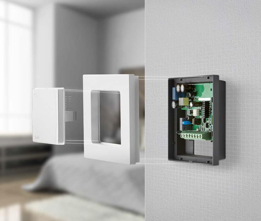 Nástěnný Přední modul 50 x 50 mm Je umístěný do rámečku, který je nacvaknutý na zadní část. Rámeček 86 x 86 mm Rámeček je nacvaknutý na zadní část.