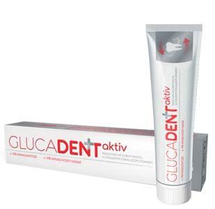 Glucadent aktiv 95 g Při paradontóze a zánětech dásní. NEJSILNĚJŠÍ STAHUJÍCÍ ÚČINEK z řady Glucadent. Při problémech s krvácivostí dásní. Udržuje dobrý stav zubů a dutiny ústní.