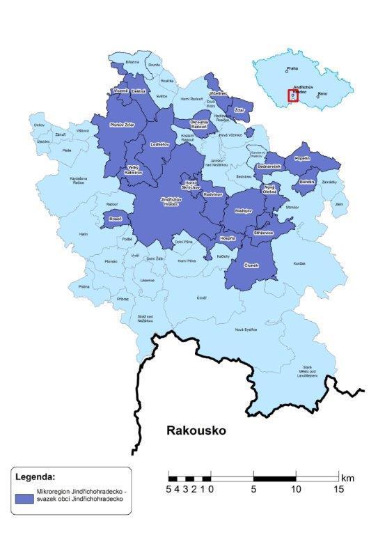 KDE PŮSOBÍME.. Mikroregion Jindřichohradecko působí na území 20 obcí v Jihočeském kraji (viz mapa č. 1 Zájmové území mikroregionu).