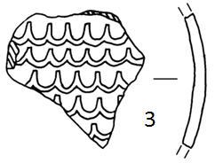 Obr. 83. Fragmenty keramických nádob zdobené kolkem (TZ6: č. 2-5, 8; TZ4: 1, 6, 7).