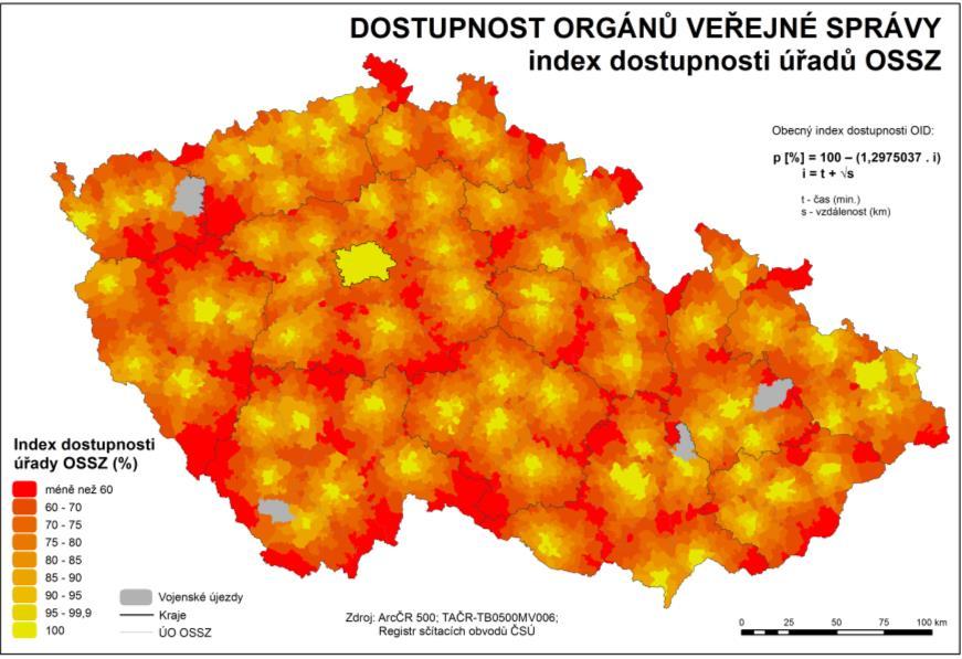 Analýza dostupnosti služeb veřejné správy na venkově Metodika zpracování OID vyjadřuje kombinaci dojezdové časové