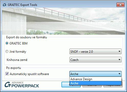 6: Automatické spuštění Arche Ossature během exportu Při použití funkce exportu v BIM Connect může uživatel zvolit, zda chce automaticky spustit software do