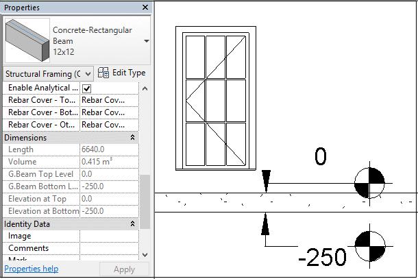 Úrovně nosníku Přílaz Úrovně nosníku vytváří parametry G. Beam Top Level a G.