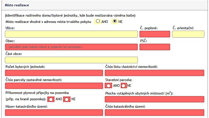 V tomto případě je nutné vyplnit všechna povinná pole jako v adrese místa trvalého pobytu (obr. 8).