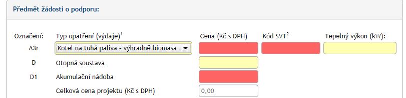 Míra dotace, zvýhodnění za prioritní obec a celková požadovaná výše dotace se dopočítají automaticky.