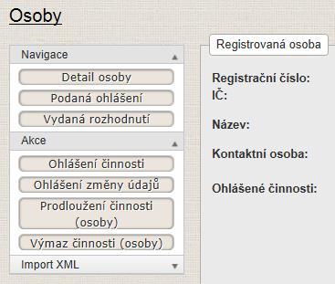 5) V tuto chvíli jste tedy shledali, že údaje uvedené v Detailu osoby jsou úplné a správné a kliknutím na zelený čtvereček s nápisem Osoba se vracíte zpět na úvodní stranu.