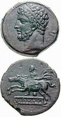 Mince z doby Syphaxe s vyobrazením osoby na koni a portrétu