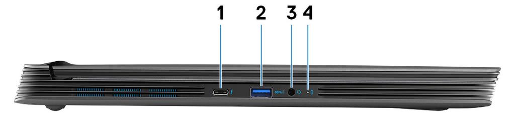 1 Gen 2 typu C, DisplayPort 1.2 a Thunderbolt 3 a slouží k připojení k externím displejům prostřednictvím grafického adaptéru.