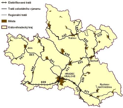 Železniční doprava Území MAS KJH, o.p.s. není nijak hustě protkáno železniční sítí, ale poměrně významné železniční tahy se nacházejí na okrajových částech tohoto území (viz následující mapa č. 8).